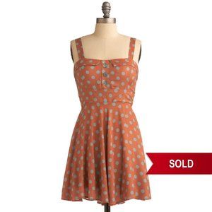 MODCLOTH 1950 Vintage Burnt Orange Polka Dot Dress